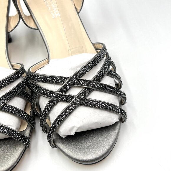 7.5W WIDE WIDTH Touch Ups Womens Amara Pewter Silver Dress Sandals Heels Shoes - Picture 4 of 13